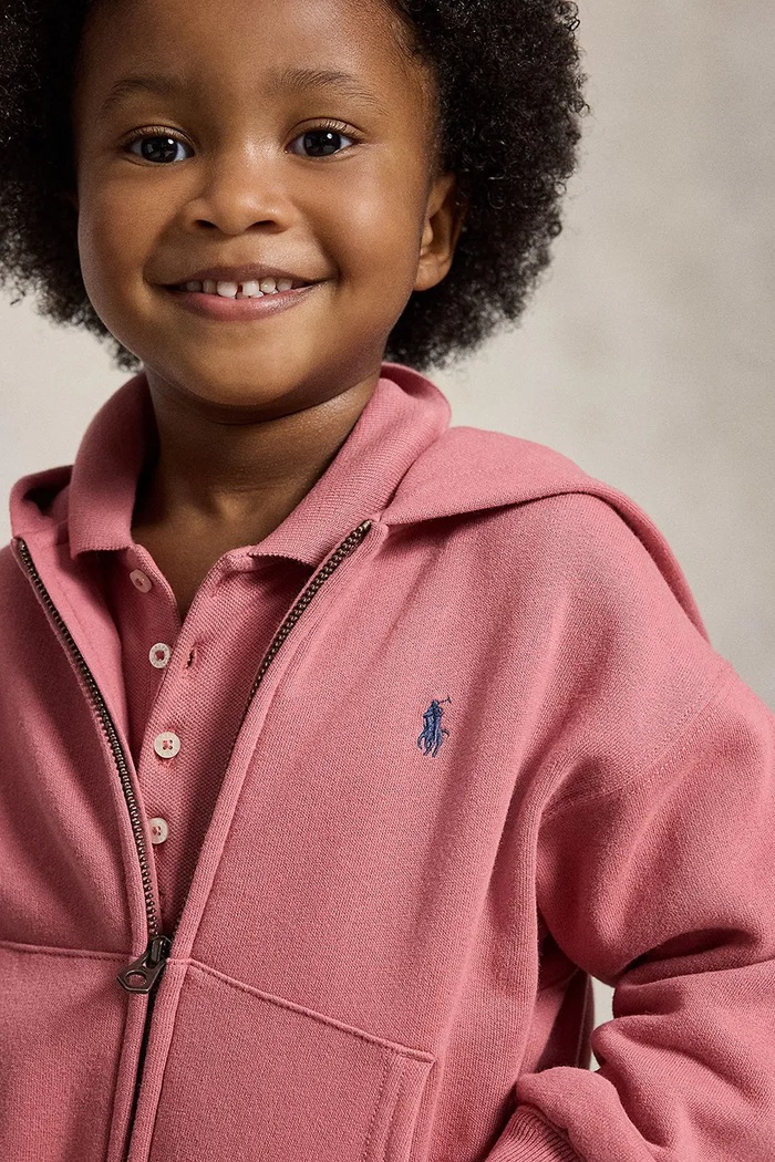 Polo Ralph Lauren dukserica na zakopčavanje sa kapuljačom za djecu s pamukom 312950936501 roza