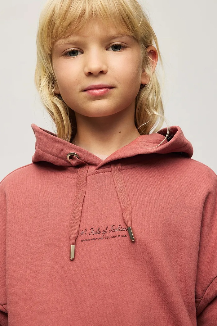 Bluza z kapturem dziecięca bawełniana z elastanem Mayoral 7426.8A.Junior.9BY2 różowy