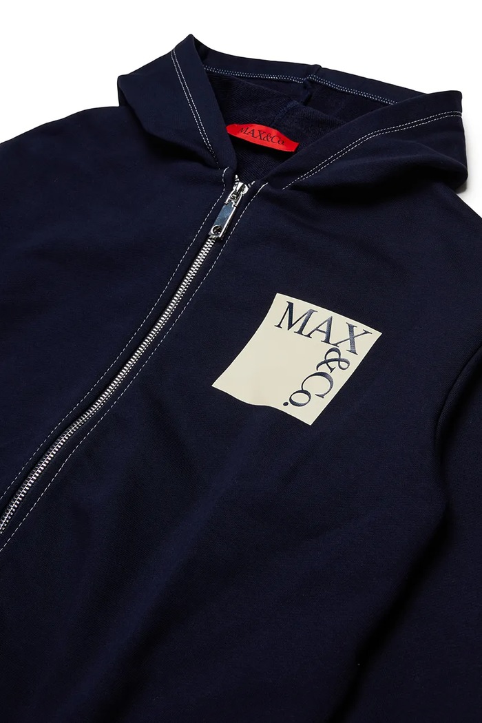 Djevojčice Max&Co. dukserica na zakopčavanje sa kapuljačom za djecu od pamuka MAXS18F SWEAT-SHIRT MX0300.MX056 mornarsko plava
