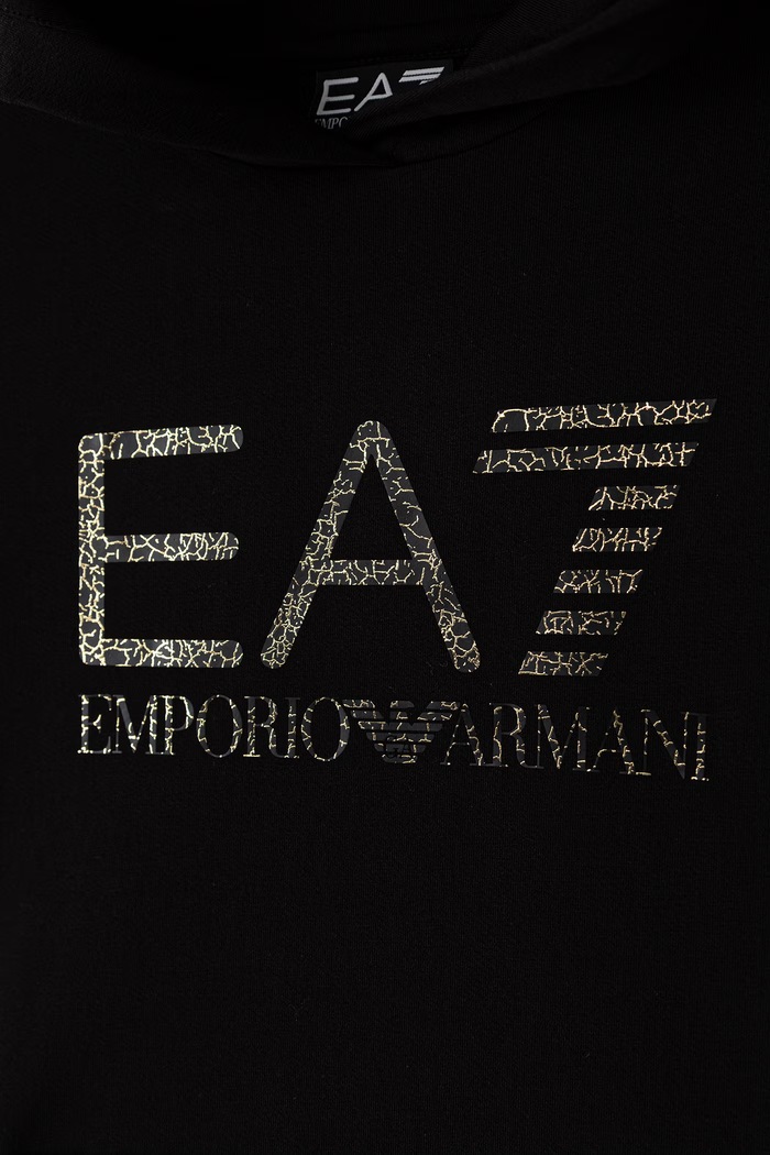 Dziewczynka EA7 Emporio Armani bluza z kapturem dziecięca bawełniana z elastanem 7G000235.AF13135 czarny