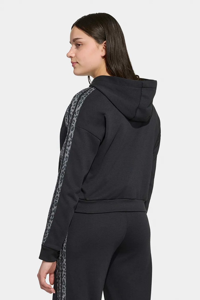 Dievča adidas mikina na zips s kapucňou detská s bavlnou KC7203 čierna