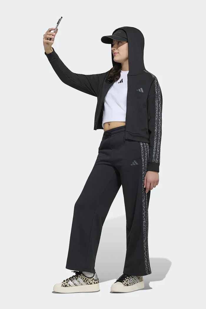 adidas mikina na zips s kapucňou detská s bavlnou čierna KC7203