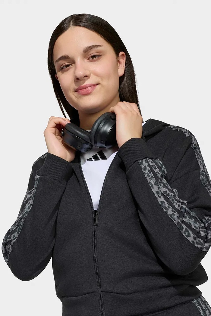 adidas mikina na zips s kapucňou detská s bavlnou KC7203 čierna