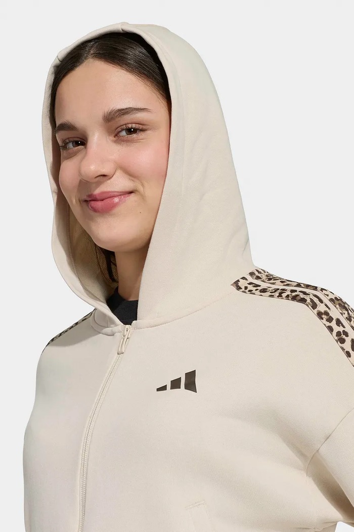 adidas mikina na zips s kapucňou detská s bavlnou KC7205 béžová