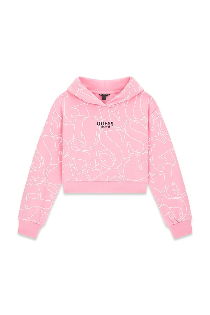 Guess mikina s kapucňou detská bavlnená ružová J6YQ10.K3908.9BY2