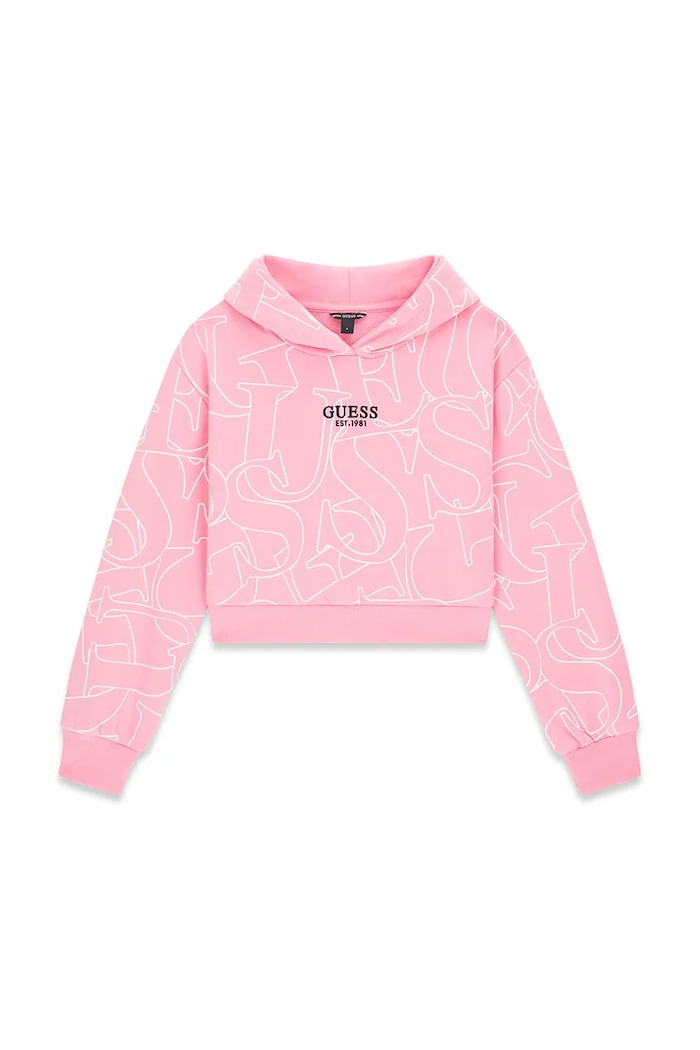 Guess mikina s kapucňou detská bavlnená ružová J6YQ10.K3908.9BY2