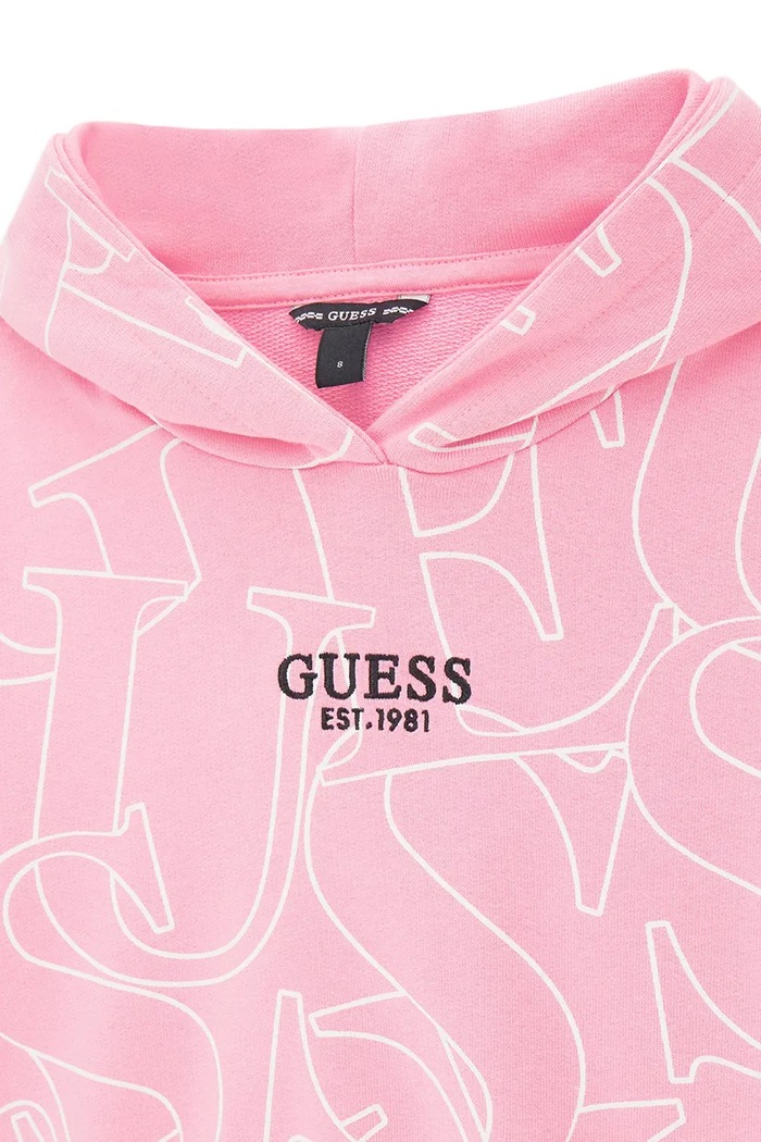 Dievča Guess mikina s kapucňou detská bavlnená J6YQ10.K3908.9BY2 ružová
