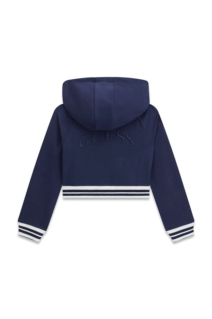 Guess bluza rozpinana z kapturem dziecięca bawełniana J6YQ08.K3906.9BY2 granatowy AW26