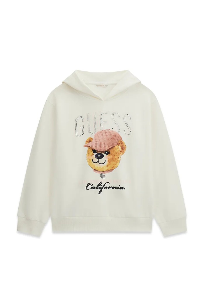 Guess bluza z kapturem dziecięca bawełniana J6YQ03.K3894.9BY2 biały AW26