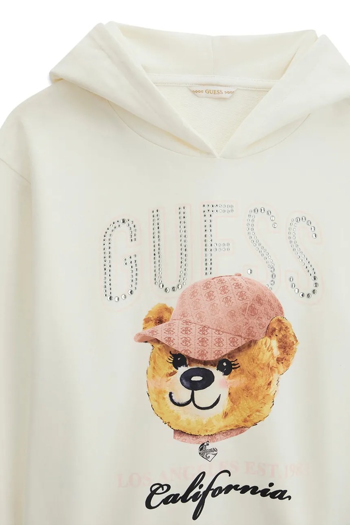 Guess bluza z kapturem dziecięca bawełniana biały J6YQ03.K3894.9BY2