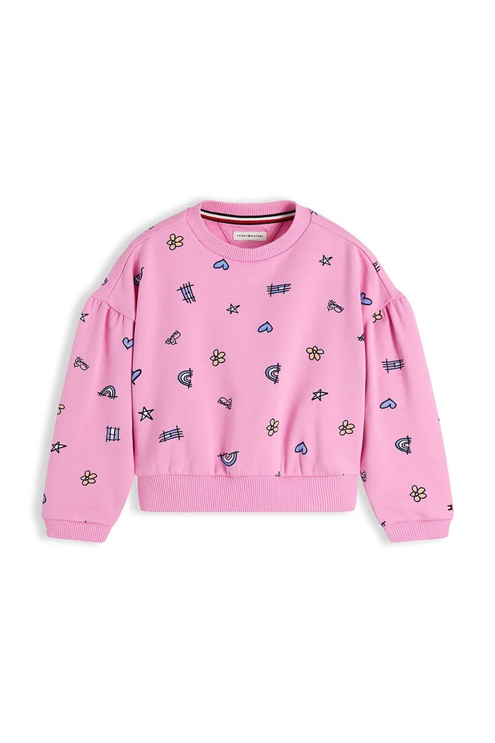 Tommy Hilfiger bluza dziecięca z bawełną KG0KG09447.9BY2 różowy AW26