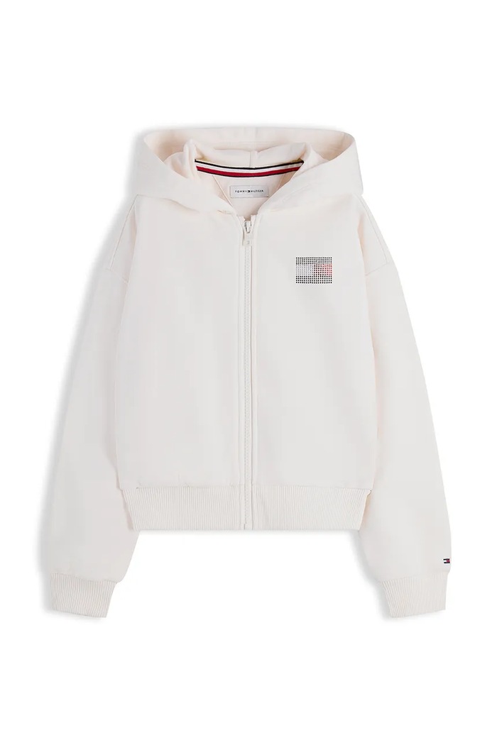 Tommy Hilfiger bluza rozpinana z kapturem dziecięca z bawełną KG0KG09443.128.176.9BY2 biały AW26