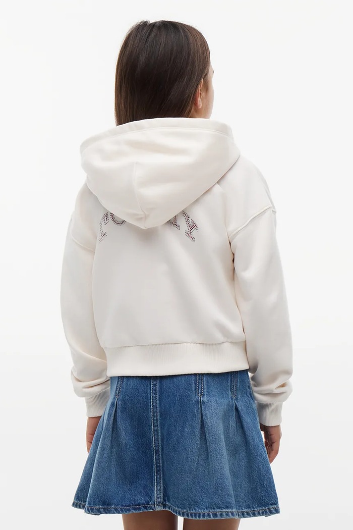 Dziewczynka Tommy Hilfiger bluza rozpinana z kapturem dziecięca z bawełną KG0KG09443.128.176.9BY2 biały