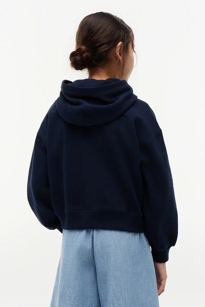 Dievča Tommy Hilfiger mikina s kapucňou detská s bavlnou KG0KG09441.9BY2 tmavomodrá