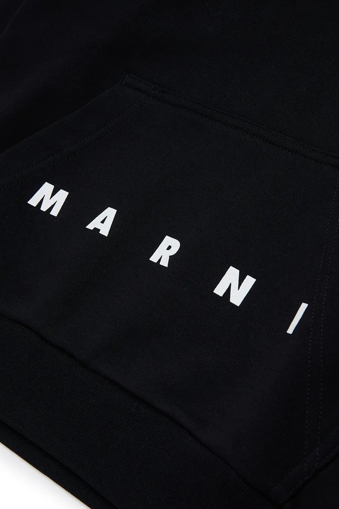 Marni bluza z kapturem dziecięca bawełniana czarny M01883.M00V0