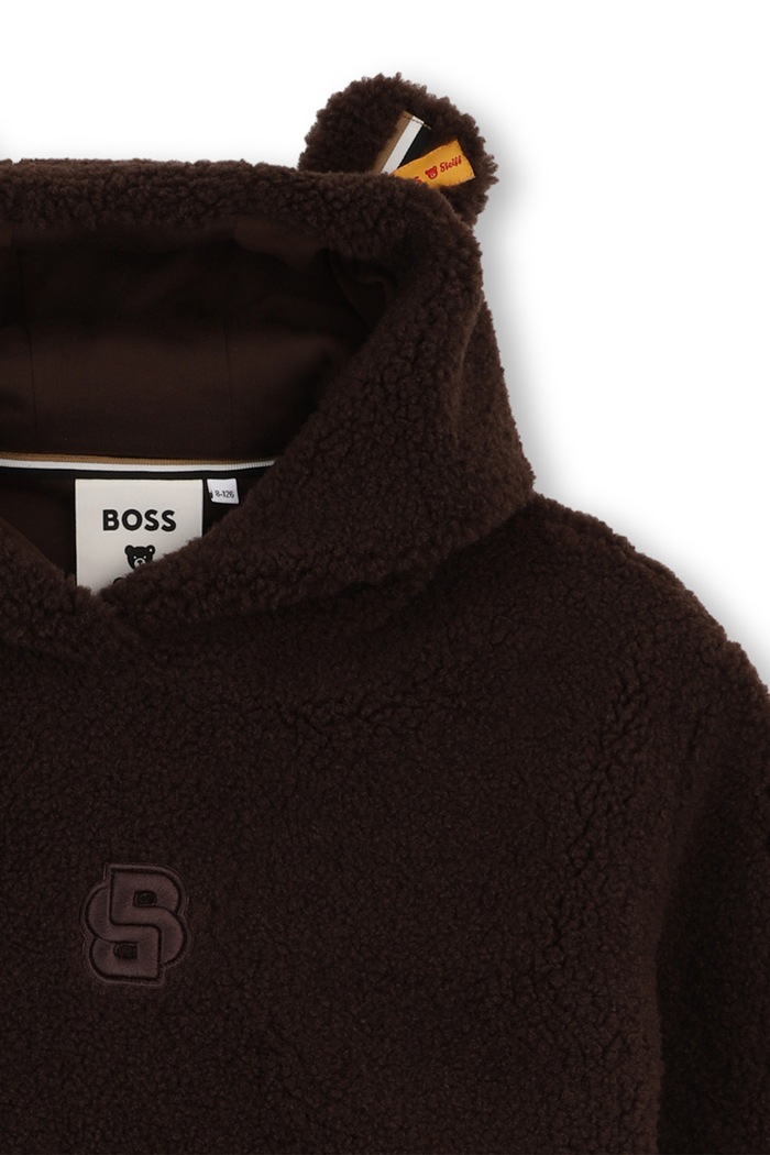 Chłopiec BOSS Bluza z kapturem dziecięca polarowa BOSS X STEIF J54180.94.108 brązowy