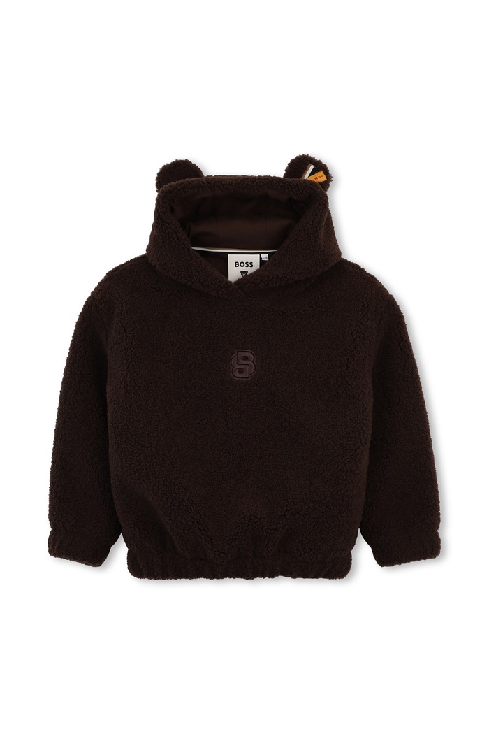 BOSS Bluza z kapturem dziecięca polarowa BOSS X STEIF brązowy J54180.114.150
