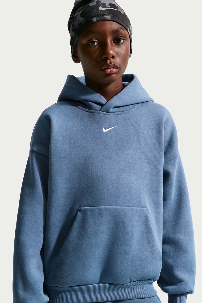 Bluza z kapturem dziecięca z bawełną Nike Sportswear Solo Swoosh Nike IZ5352 niebieski