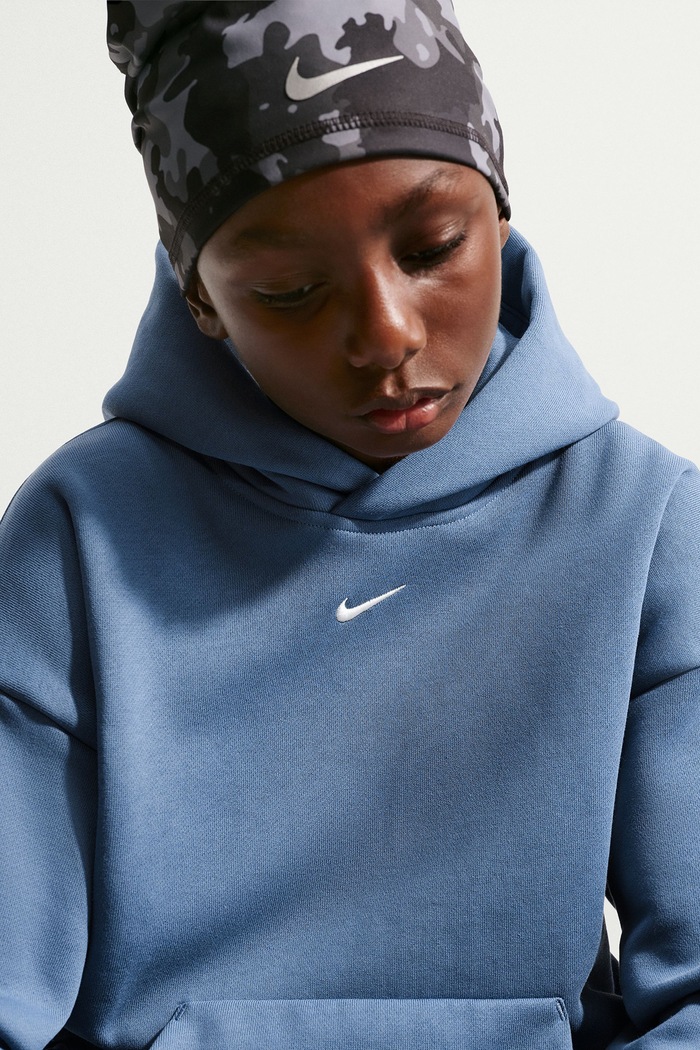 Bluza z kapturem dziecięca z bawełną Nike Sportswear Solo Swoosh Nike niebieski IZ5352