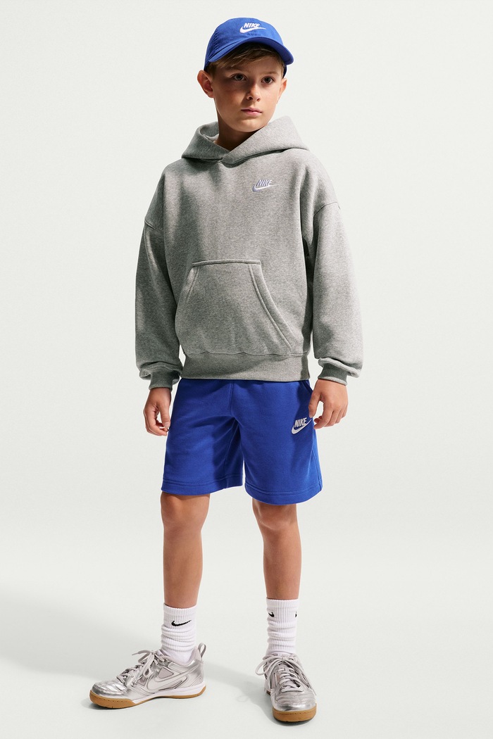 Chłopiec Nike Bluza z kapturem dziecięca z bawełną Nike Sportswear Club Fleece IM4935 szary