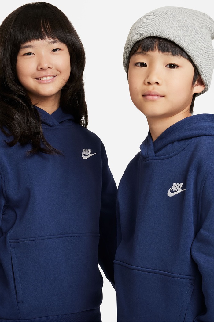 Bluza z kapturem dziecięca z bawełną Nike Sportswear Club Fleece Nike FD3000 granatowy