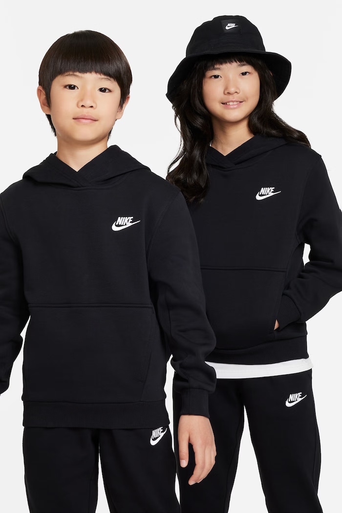 Nike Bluza z kapturem dziecięca z bawełną Nike Sportswear Club Fleece czarny FD3000