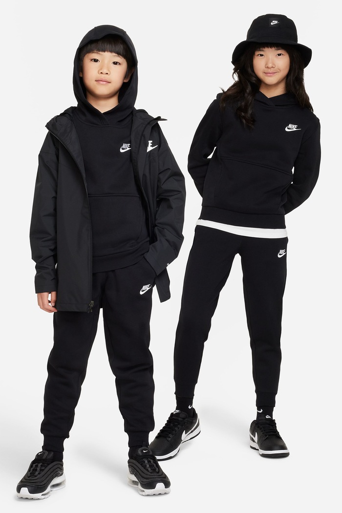 Chłopiec Nike Bluza z kapturem dziecięca z bawełną Nike Sportswear Club Fleece FD3000 czarny