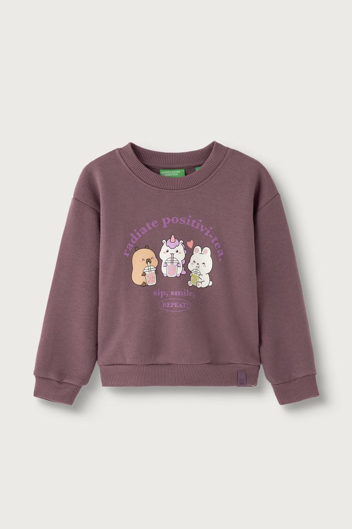 United Colors of Benetton Bluza dziecięca z bawełną fioletowy 392VG10NR.P.Seasonal