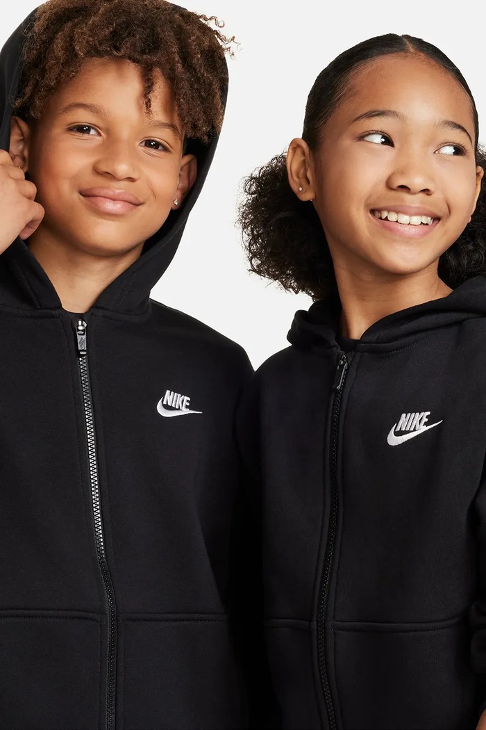 Bluza rozpinana z kapturem dziecięca z bawełną Nike Sportswear Club Fleece Nike FD3004 czarny