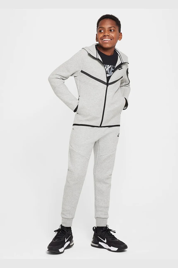 Chłopiec Nike Bluza rozpinana z kapturem dziecięca z bawełną Nike Sportswear Tech Fleece HV5867 szary
