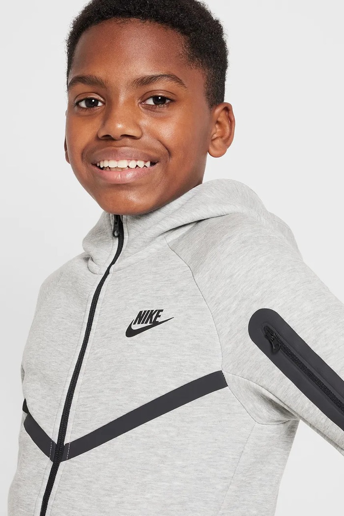 Bluza rozpinana z kapturem dziecięca z bawełną Nike Sportswear Tech Fleece Nike HV5867 szary
