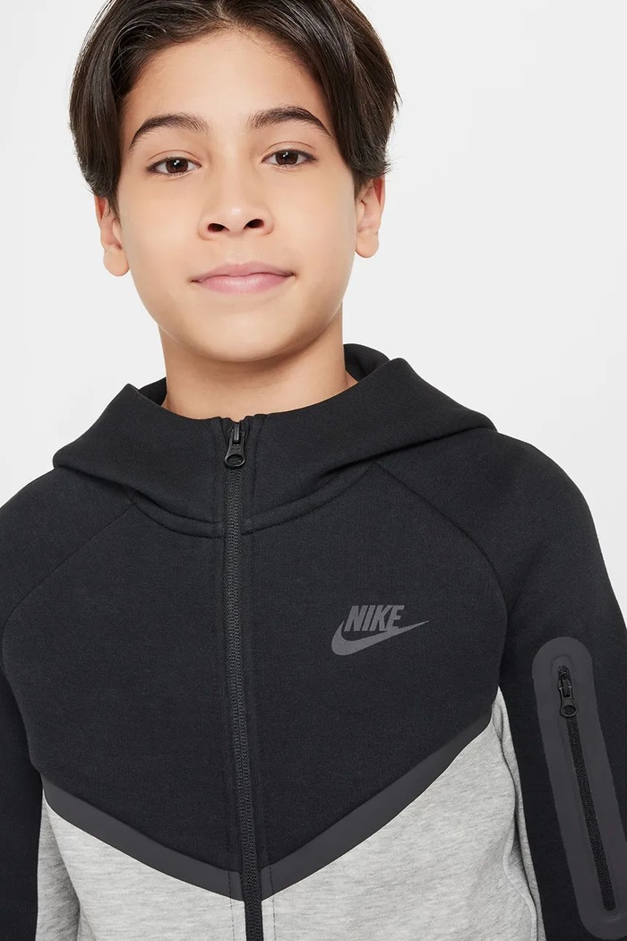 Bluza rozpinana z kapturem dziecięca z bawełną Nike Sportswear Tech Fleece Nike HV5867 szary