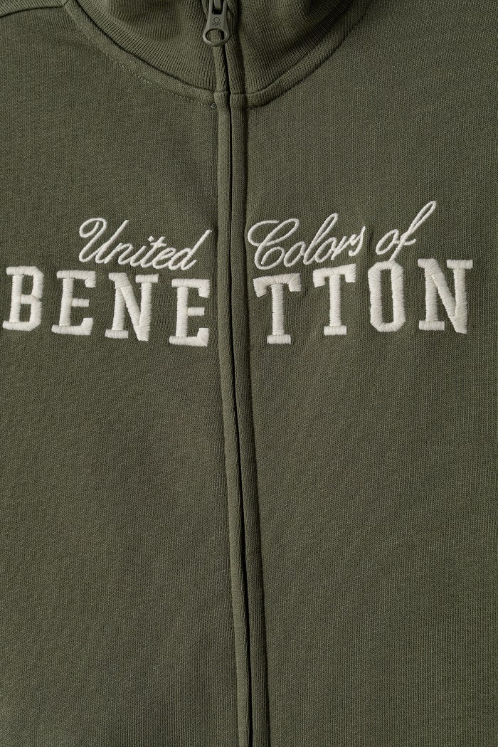BIMBA United Colors of Benetton Felpa con cerniera per bambini in cotone 3J68C506E.G.Seasonal verde