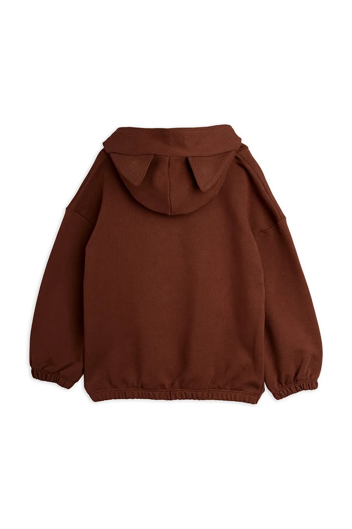 Mini Rodini Bluza z kapturem dziecięca bawełniana Cat 26720108 brązowy AW26
