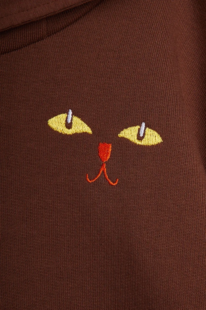 Chłopiec Mini Rodini Bluza z kapturem dziecięca bawełniana Cat 26720108 brązowy