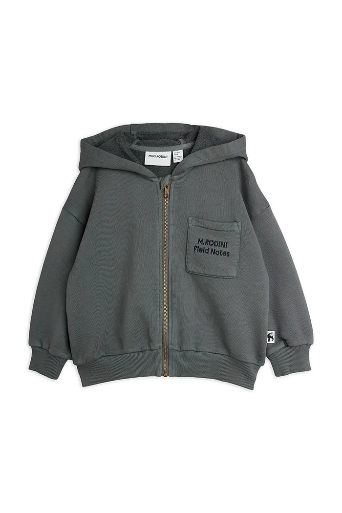 Mini Rodini Bluza rozpinana z kapturem dziecięca bawełniana 26720140 szary AW26