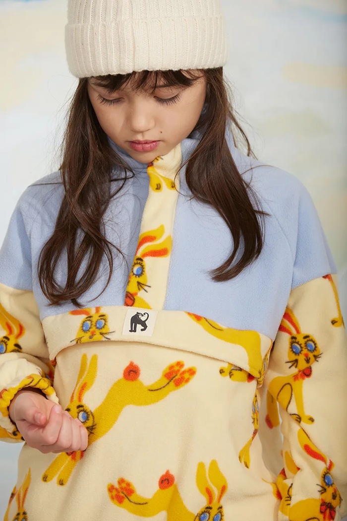 Mini Rodini Bluza polarowa dziecięca Rabbits żółty 26710124