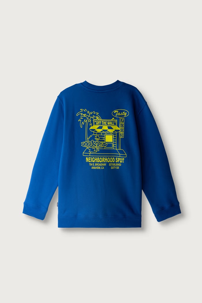 Vans Mikina detská s bavlnou Food Spot Crew VN000W7B10Z1 modrá AW26