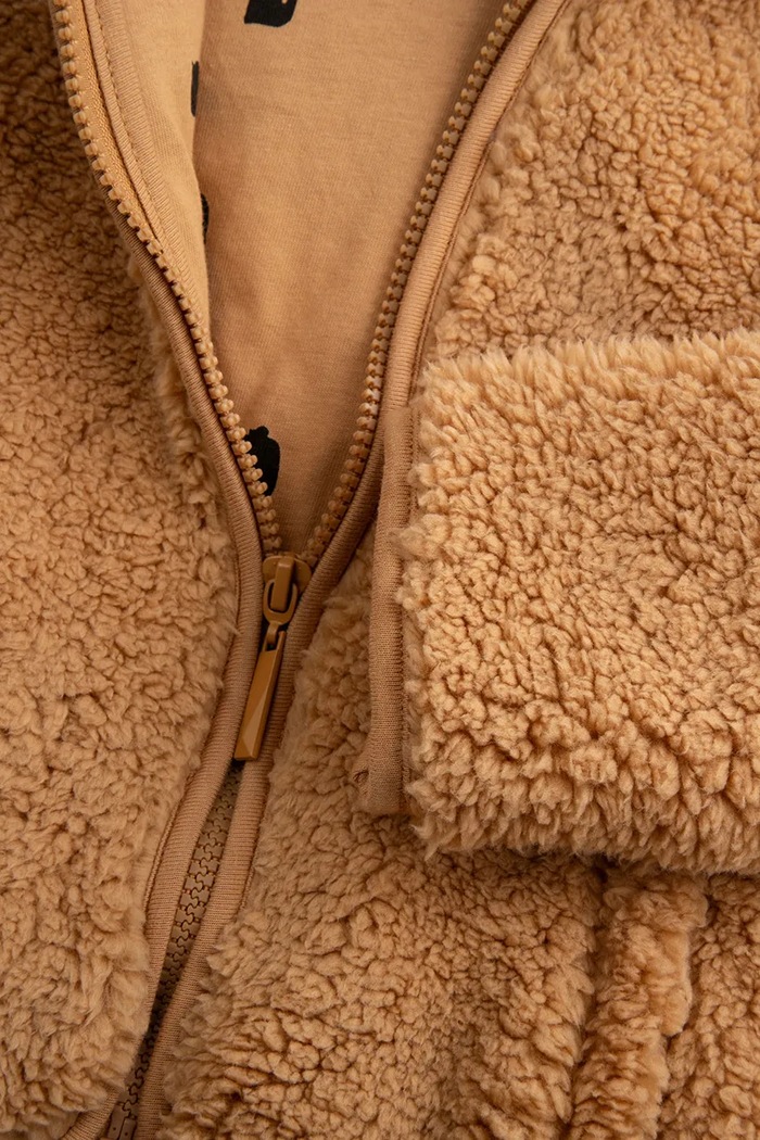 Bluza z kapturem niemowlęca polarowa Coccodrillo ZC6132601SUN beżowy