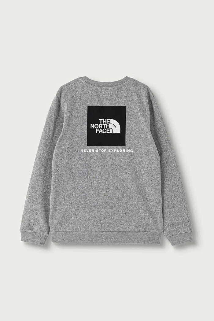 The North Face Dukserica za djecu s pamukom TEEN EVOLUTION BOX NSE CREW NF0A8F9WCQO1 siva AW26