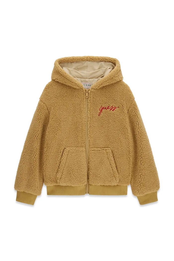 Guess Bluza rozpinana z kapturem dziecięca beżowy H6BL07.W5335.9BY2