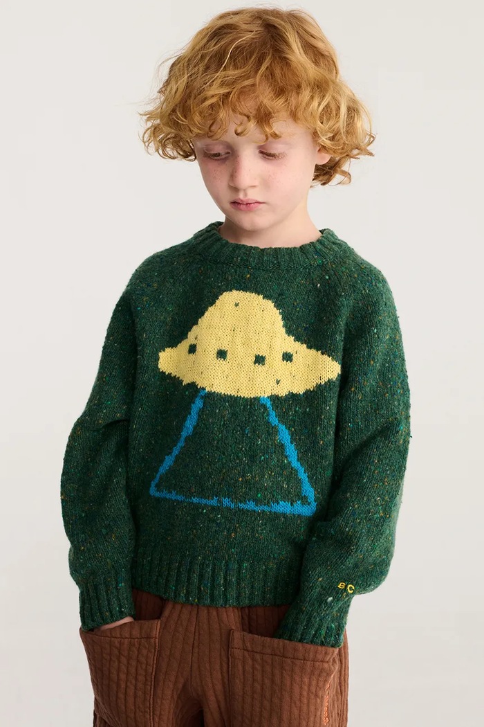 Bobo Choses Sveter detský s vlnou Pixel Abduction zelená 226AC088