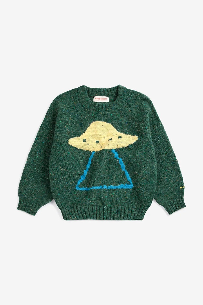 Bobo Choses Sveter detský s vlnou Pixel Abduction 226AC088 zelená AW26