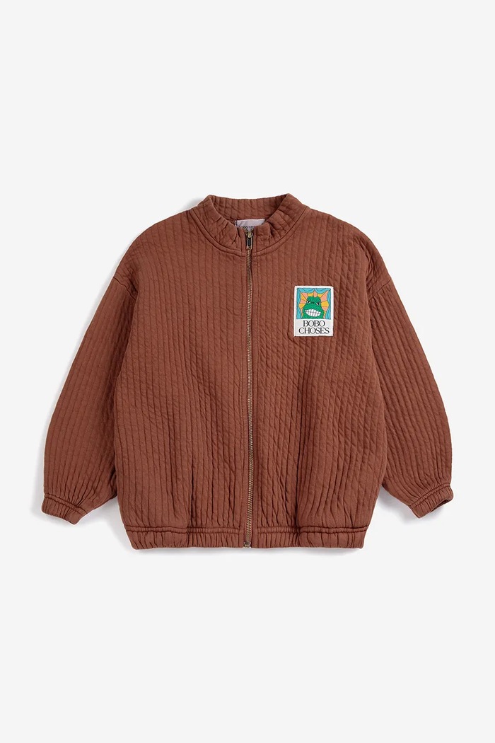 Bobo Choses Mikina na zips detská bavlnená Beast 226AC051 hnedá AW26
