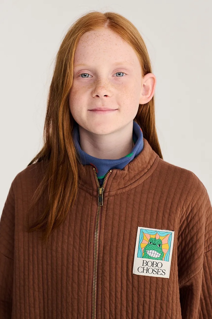 Chlapec Bobo Choses Mikina na zips detská bavlnená Beast 226AC051 hnedá