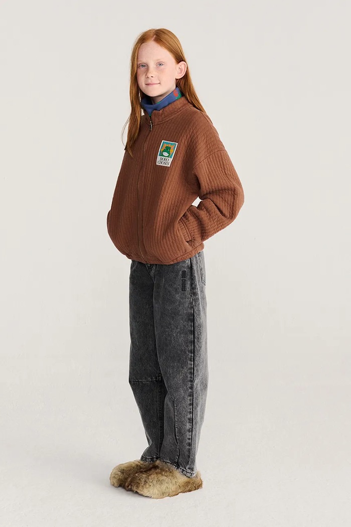 Mikina na zips detská bavlnená Beast Bobo Choses 226AC051 hnedá