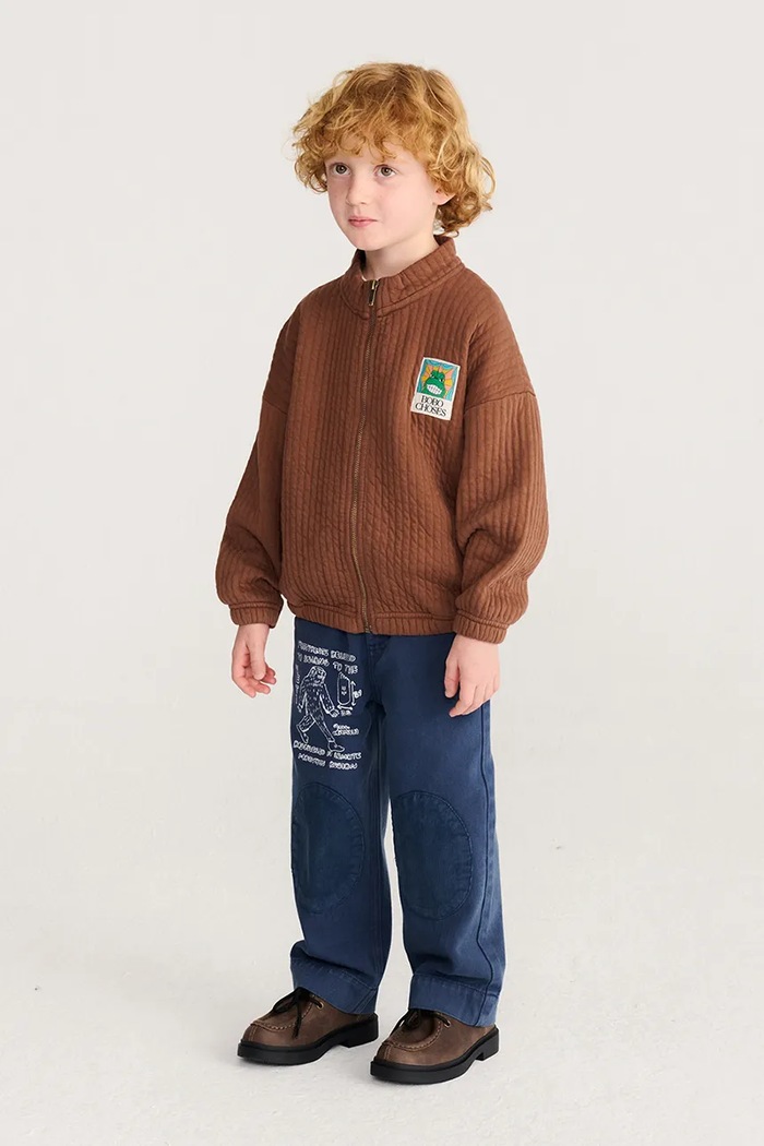 Mikina na zips detská bavlnená Beast Bobo Choses hnedá 226AC051
