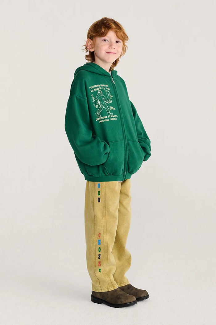 Mikina na zips s kapucňou detská bavlnená Mr. Footish Bobo Choses 226AC050 zelená