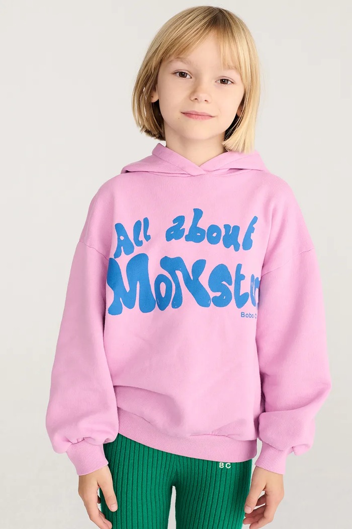 Bobo Choses dukserica sa kapuljačom za djecu od pamuka All About Monsters roza 226AC047