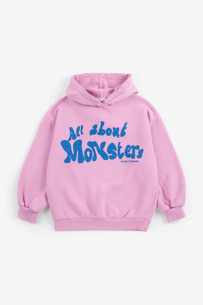 Bobo Choses μπλούζα με κουκούλα παιδική βαμβακερή All About Monsters 226AC047 ροζ AW26